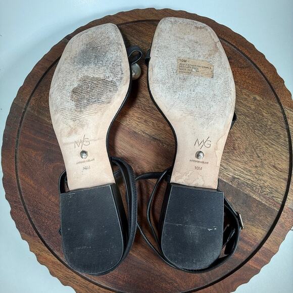 Antonio Melani x MG Style Sonny II Leather Pearl Ornamented Ankle Strap Flat 10M - Picture 8 of 10